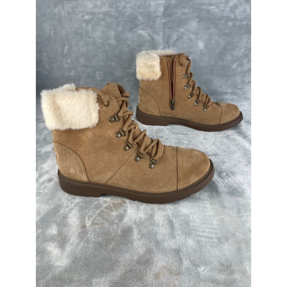 UGG Lakesider Heritage Mid Boots Womens 6 Chestnut Excellent Suede Faux Fur Zip - Picture 4 of 8